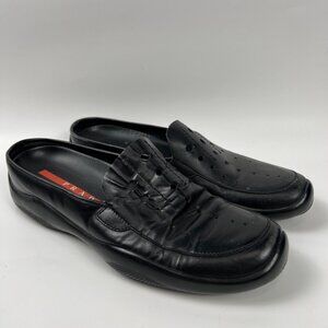 Prada Mule Ladies Black Leather Loafer Women's Size 37 7 US